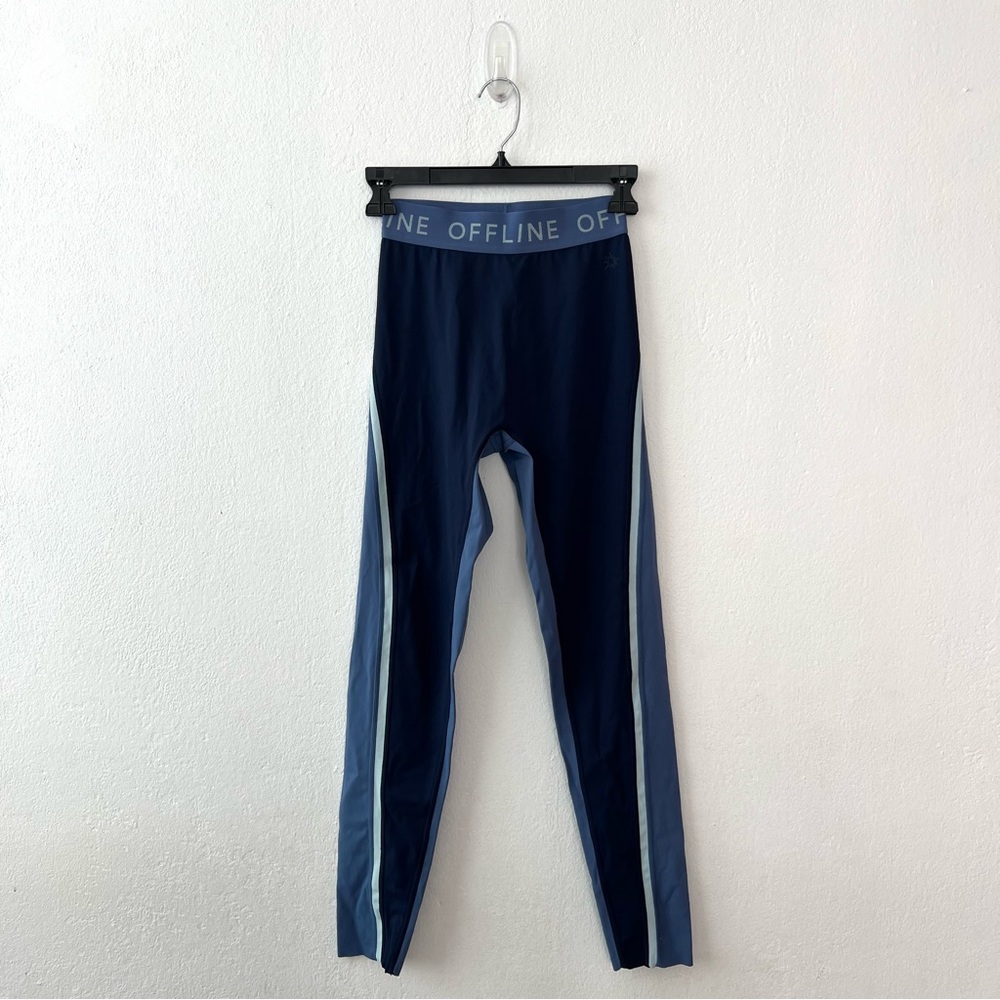 Offline by Aerie Goals Legging in dark blue with waistband.